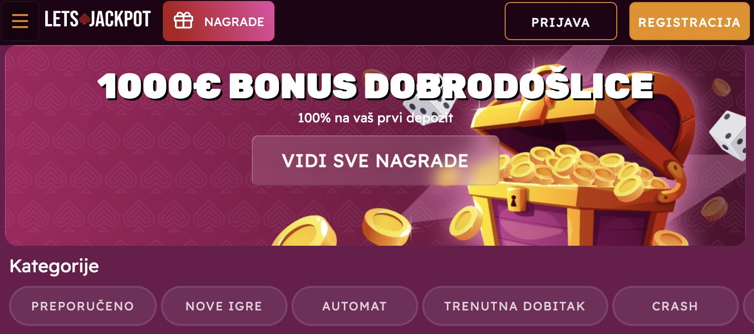 Lets Jackpot bonus dobrodoslice