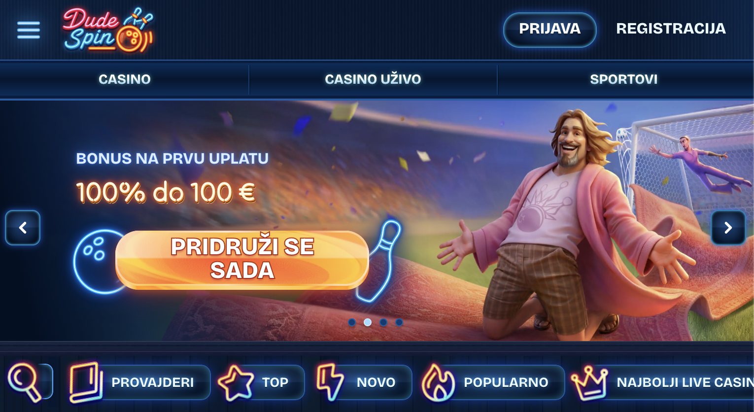DudeSpin Casino Bonus Dobrodošlice